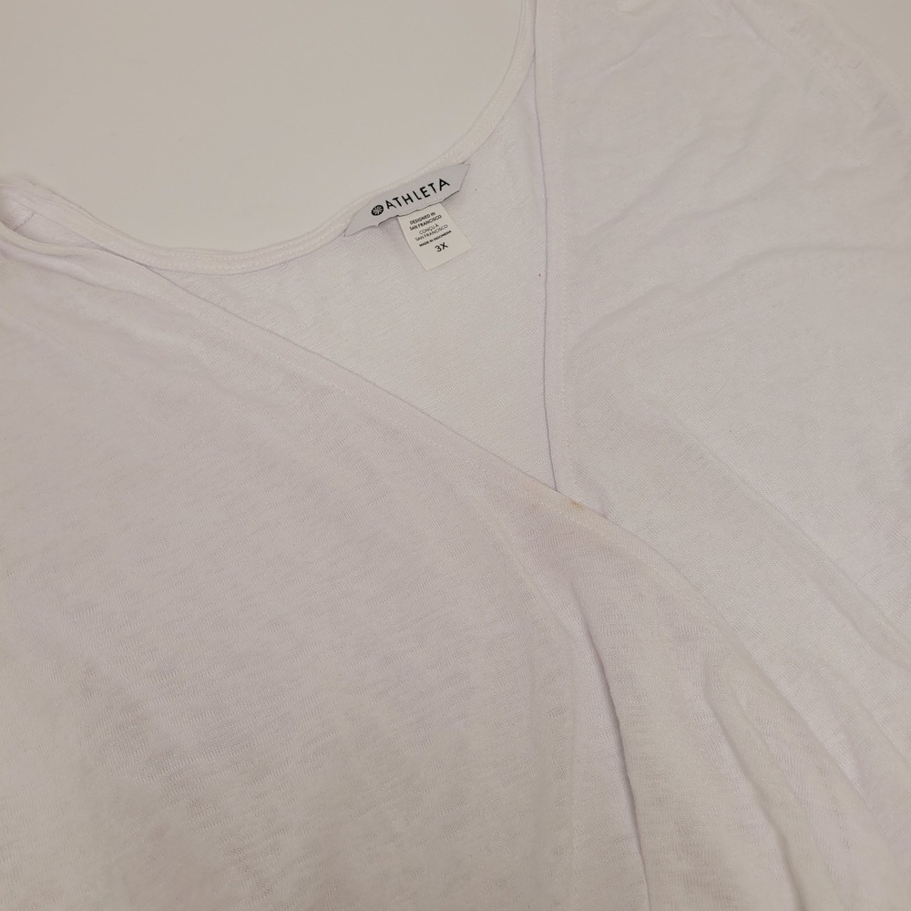 Athleta Breezy‎ Wrap Tank Women 3X White V-Neck Sleeveless Slub 988031-02